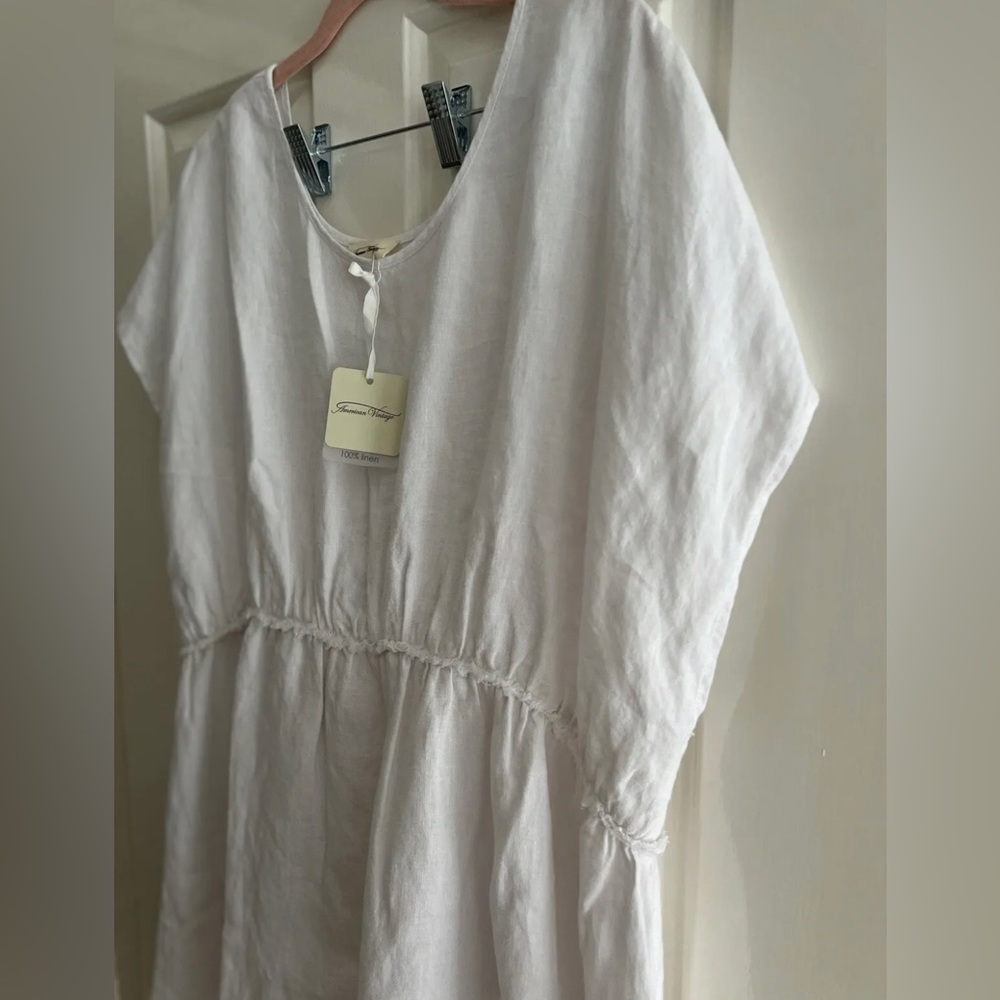 American Vintage New Tibtown Linen Dress M/L Lagenlook Loungewear Oversized Mini - Picture 4 of 5
